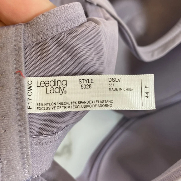 Leading Lady T-Shirt Bra Womens Sz 44F Plus Purple Underwire Lined Full Coverage - Picture 4 of 5